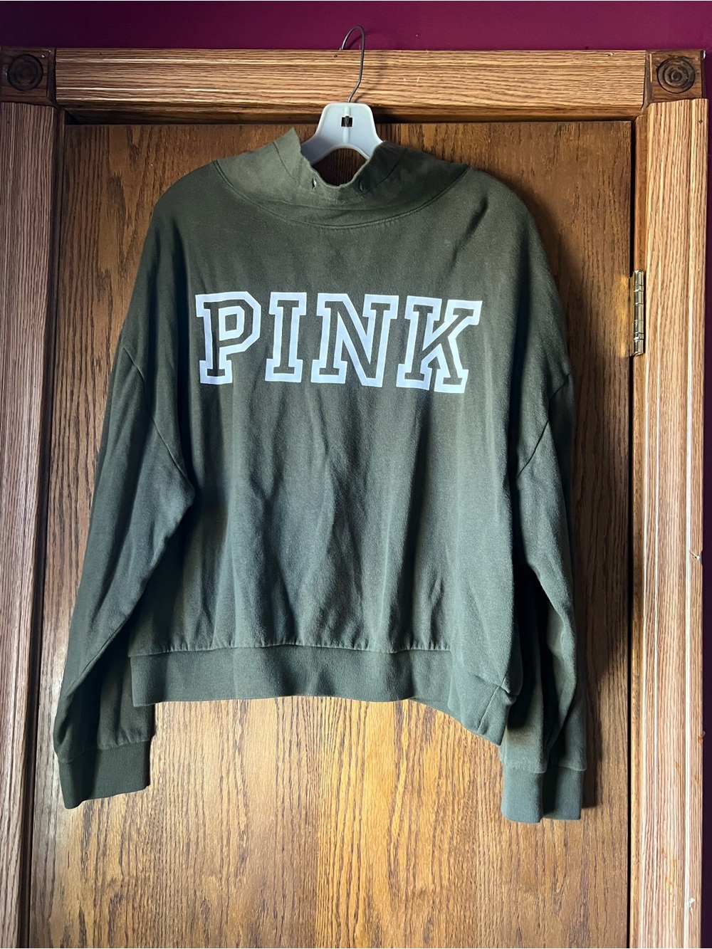 PINK Victoria's Secret Olive Green Logo Sweatshirt A12